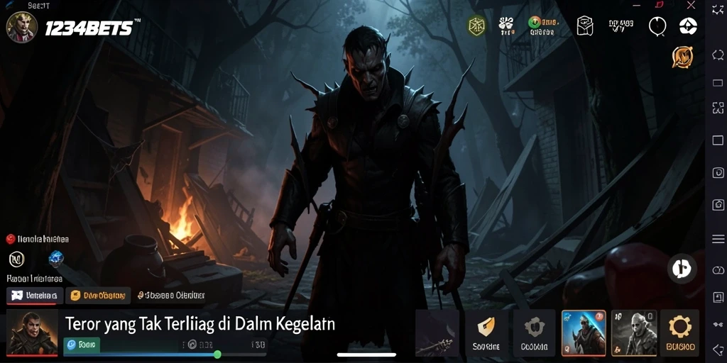 Screenshot gameplay 1234BETS dengan suasana Horror yang mencekam.