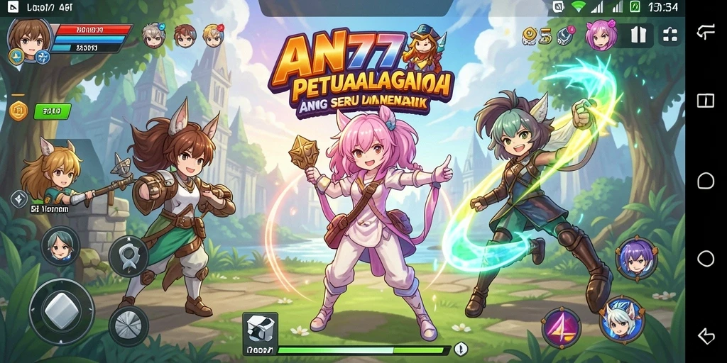 Tampilan gameplay AN777 dengan karakter anime yang menawan.
