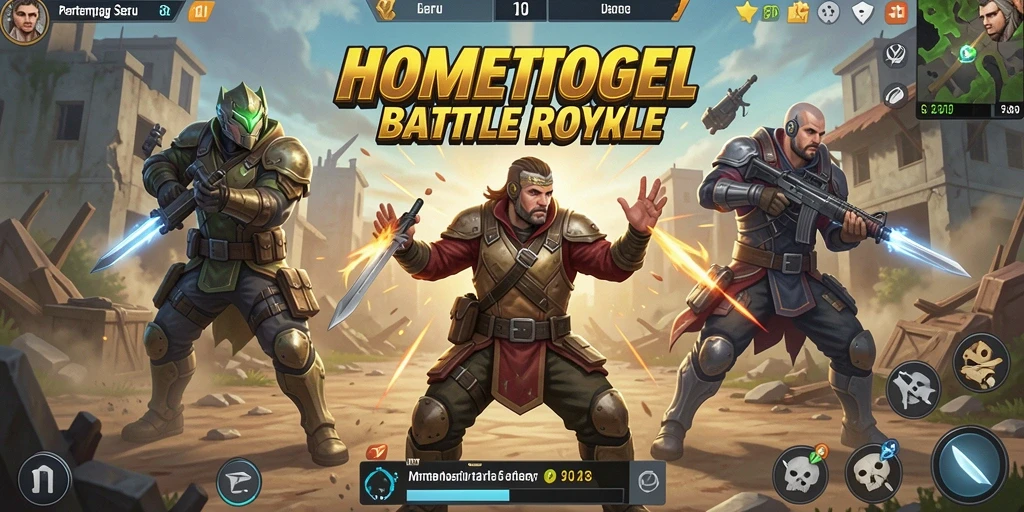 Gameplay HOMETOGEL yang mendebarkan dalam pertandingan Battle Royale.