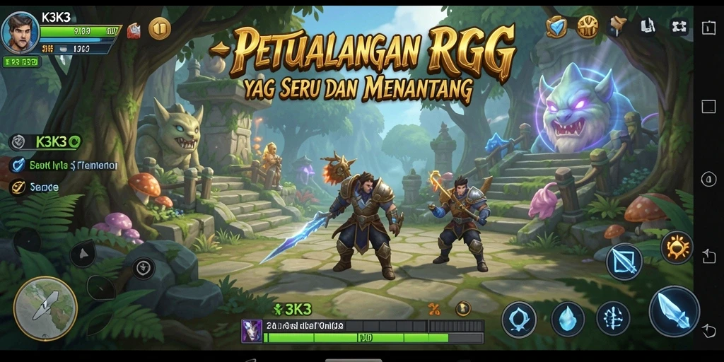 Tampilan gameplay RPG K3K3 yang menakjubkan dan imersif.