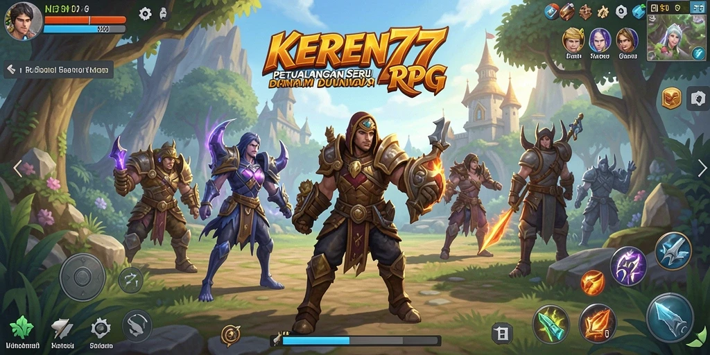 Screenshot gameplay KEREN77 menunjukkan aksi seru dalam pertempuran RPG.