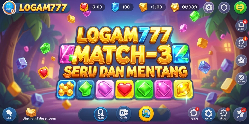 Screenshot LOGAM777 menampilkan gameplay yang seru dari permainan Match-3.