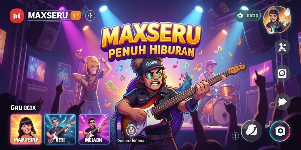 Tampilan gameplay <strong>MAXSERU</strong> yang menyenangkan dan interaktif.