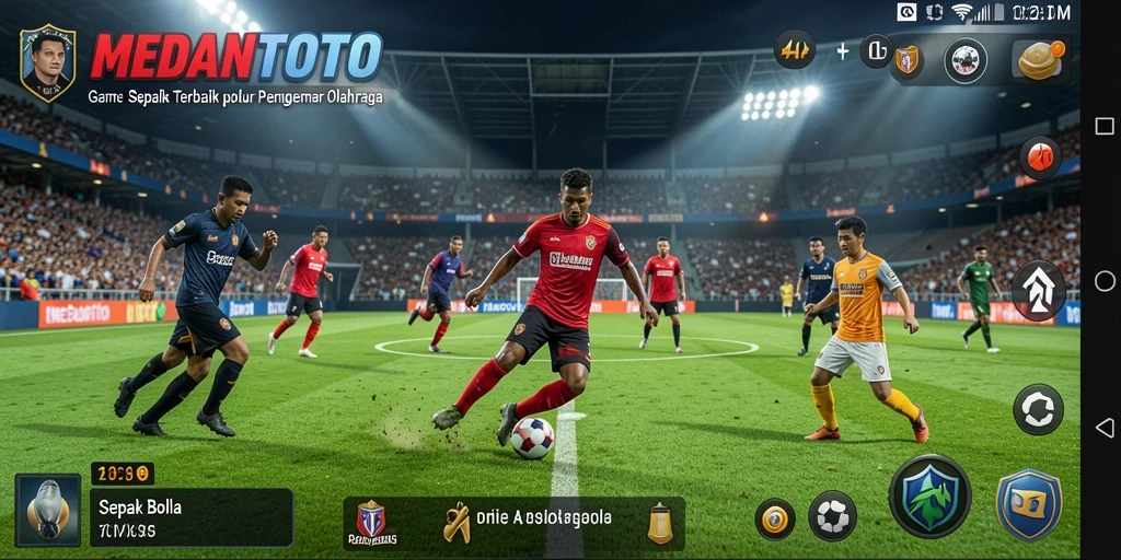 Tampilan gameplay seru dalam MEDANTOTO dengan aksi sepak bola yang mendebarkan.