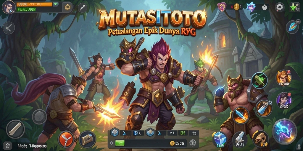 Tampilan screenshot utama MUTASITOTO menampilkan aksi pertarungan RPG yang mendebarkan.