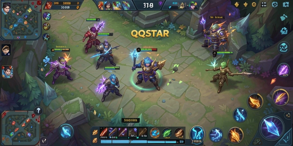 Screenshot gameplay QQSTAR dengan pertarungan seru.
