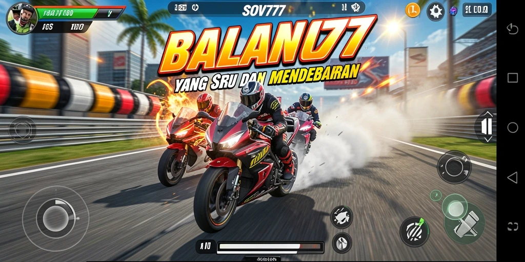 Tangkapan layar dari gameplay balapan motor yang mendebarkan.