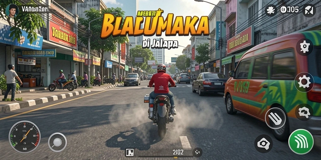 Screenshot gameplay V89 menampilkan mobil balap yang melaju di trek.